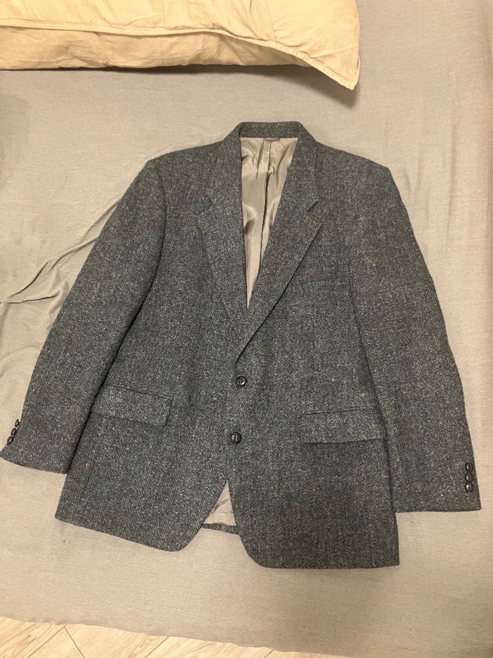 Vintage Harris Tweed Blazer - teal blue - 42R